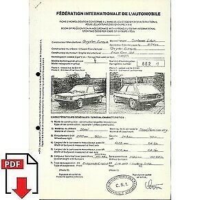 1979 Chrysler Sunbeam Lotus FIA homologation form PDF download